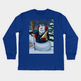 Navy Sailor Snowman Kids Long Sleeve T-Shirt